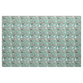 Bull Terrier vintage florals turquoise Stof (Fat Quarter)