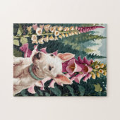 Bull Terrier Vogelhandschoen Bloempuzzel Legpuzzel (Horizontaal)