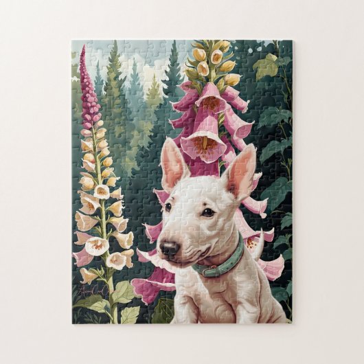Bull Terrier Vogelhandschoen Bloempuzzel Legpuzzel (Verticaal)