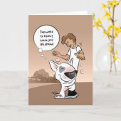 Bull Terrier Vriendschap Cartoon Wenskaart Kaart (Gele Bloem)