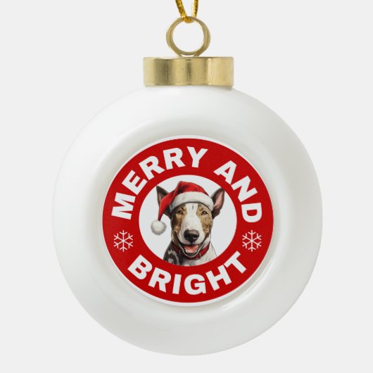 Bull Terrier vrolijk en helder Keramische Bal Ornament (Voorkant)