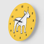 Bull Terrier wandklok - Modern geel en wit (Hoek)