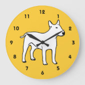 Bull Terrier wandklok - Modern geel en wit (Voorkant)