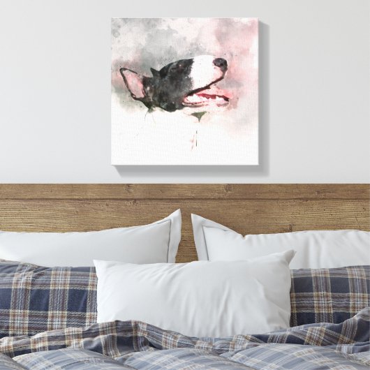 Bull Terrier waterverf schildercanvas Canvas Afdruk (Insitu (Slaapkamer))