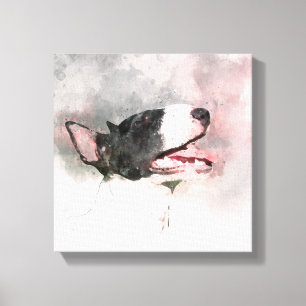 Bull Terrier waterverf schildercanvas Canvas Afdruk