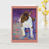 Bull Terrier Wenskaarten Kaart (Gele Bloem)