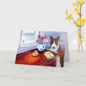 Bull Terrier-Wenskaarten Kaart (Gele Bloem)