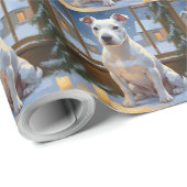 Bull Terrier with Christmas Lights Holiday Cadeaupapier (Rol Hoek)