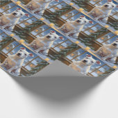 Bull Terrier with Christmas Lights Holiday Cadeaupapier (Hoek)
