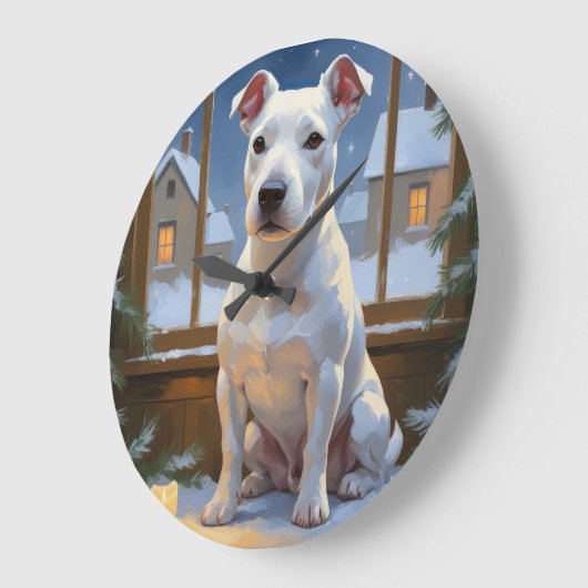 Bull Terrier with Christmas Lights Holiday Grote Klok (Hoek)