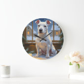 Bull Terrier with Christmas Lights Holiday Grote Klok (Huis)