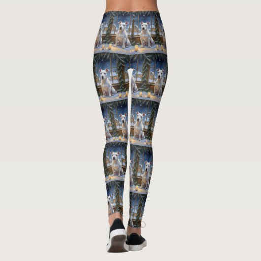 Bull Terrier with Christmas Lights Holiday Leggings (Achterkant)