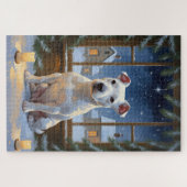 Bull Terrier with Christmas Lights Holiday Legpuzzel (Horizontaal)