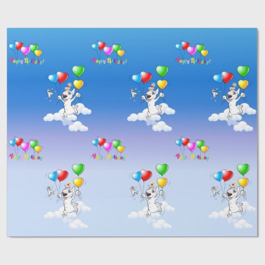 Bull Terrier Wrapping Paper "Happy Birthday" Cadeaupapier (Vlak)