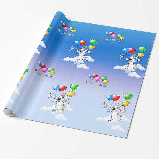 Bull Terrier Wrapping Paper "Happy Birthday" Cadeaupapier (Uitgerold)