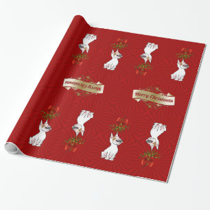 Bull Terrier Wrapping Paper "Merry Kerstmis" Cadeaupapier