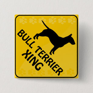 Bull terrier Xing Vierkante Button 5,1 Cm