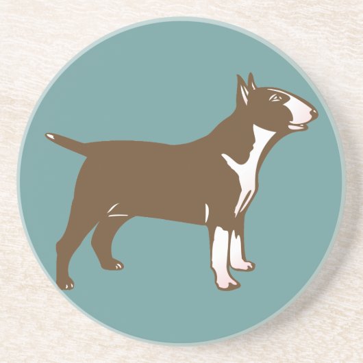 Bull Terrier Zandsteen Onderzetter (Voorkant)