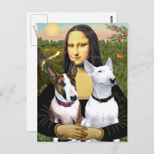 Bull Terriers (2) - Mona Lisa Briefkaart (Voorkant / Achterkant)
