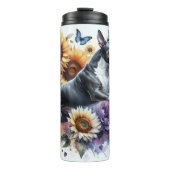 Bull Terrier's Butterfly Floral Embrace Thermosbeker (Voorkant)