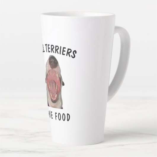 BULL TERRIERS HOUDEN VAN VOEDSELLET Mok, 2 grootte Latte Mok (Rechterhoek)