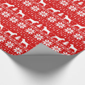 Bull Terriers Kersthonden Holiday Pattern Red Cadeaupapier (Hoek)