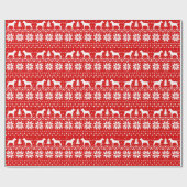 Bull Terriers Kersthonden Holiday Pattern Red Cadeaupapier (Vlak)