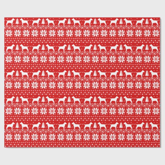 Bull Terriers Kersthonden Holiday Pattern Red Cadeaupapier (Vlak)