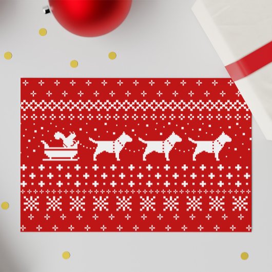 Bull Terriers Kerstmis Honden Sleigh Ride Vakantie Feestdagen Kaart