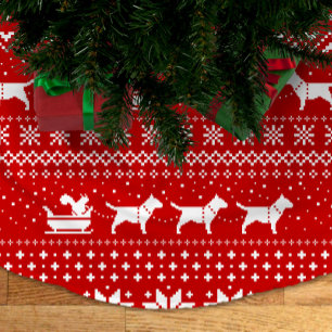 Bull Terriers Kerstmis Honden Sleigh Ride Vakantie Kerstboom Rok