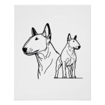 Bull Terriers lineart poster