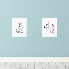 Bull terriers lineart set van 2 posters