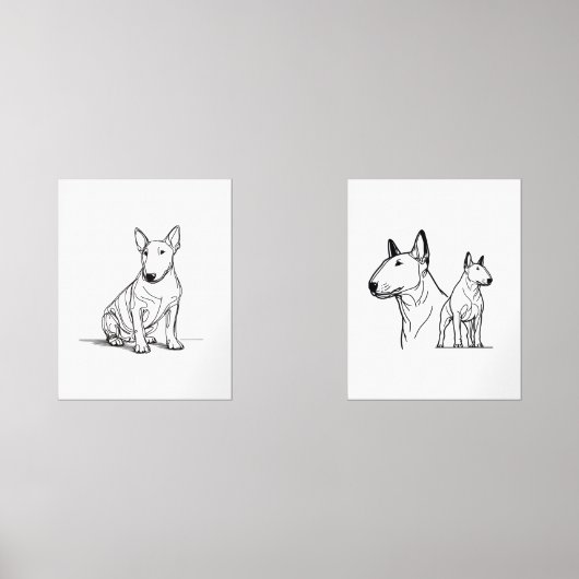 Bull terriers lineart set van 2 posters (Voorkant)