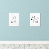 Bull terriers lineart set van 2 posters (Houten vloer)