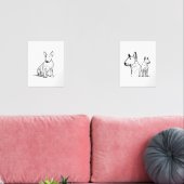 Bull terriers lineart set van 2 posters (Woonkamer)