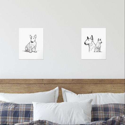 Bull terriers lineart set van 2 posters (Slaapkamer)