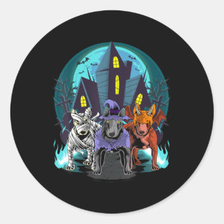 Bull Terriers Mummy Witch Devil Beagle Halloween Ronde Sticker