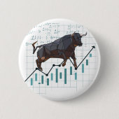 Bull Trend op de aandelenmarkt Ronde Button 5,7 Cm (Voorkant)