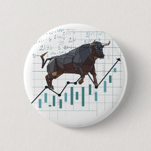 Bull Trend op de aandelenmarkt Ronde Button 5,7 Cm