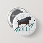 Bull Trend op de aandelenmarkt Ronde Button 5,7 Cm (Voorkant /achterkant)