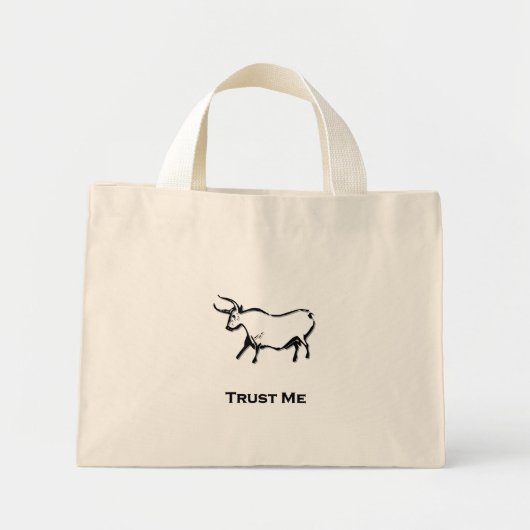 Bull Trust Me Black Mini Tote Bag (Voorkant)