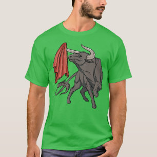 Bull vecht met rode vlaggen spanje t-shirt