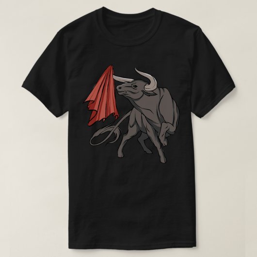 Bull vecht met rode vlaggen spanje t-shirt (Design voorkant)
