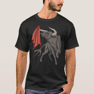 Bull vecht met rode vlaggen spanje t-shirt