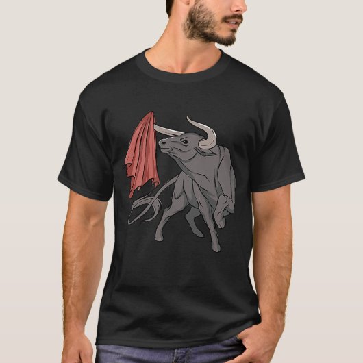 Bull vecht met vlaggen spanje t-shirt (Voorkant)