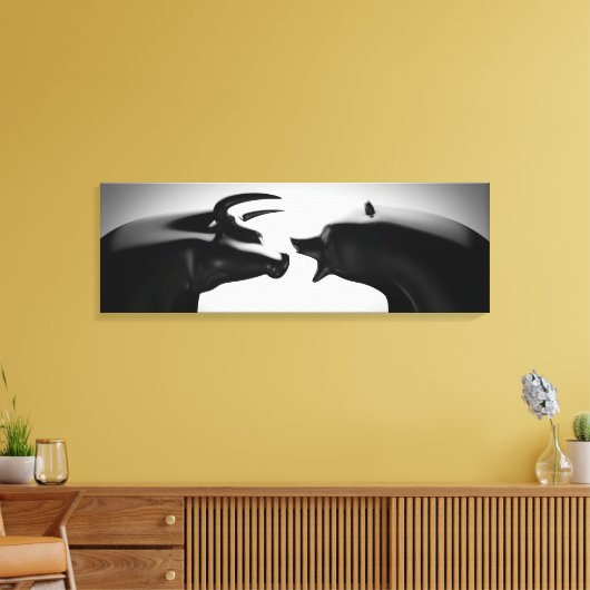 Bull vs Beer Black en White Canvas Afdruk (Insitu (Woonkamer))