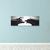 Bull vs Beer Black en White Canvas Afdruk (Insitu (Houten vloer))