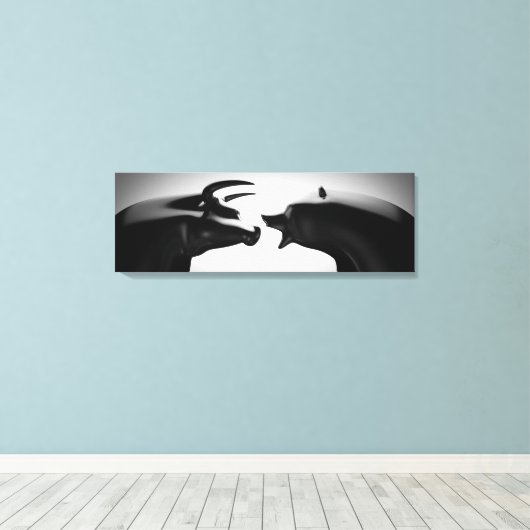 Bull vs Beer Black en White Canvas Afdruk (Insitu (Houten vloer))