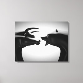 Bull vs Beer Black en White Canvas Afdruk