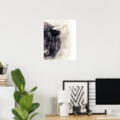 Bull Waterverf Abstracte Art Poster (Thuiskantoor)